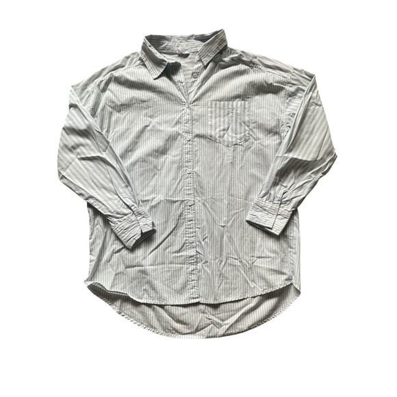 Cotton On Vertical Stripe Blue/White Button-down Oversized Women Sz XS Beach - Picture 1 of 10